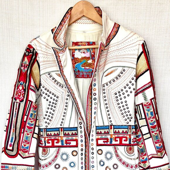 $635 Firm Vintage Y2k Johnny Was Embroidered Jacket Studded Biya Two Ten Ten … - Picture 3 of 16